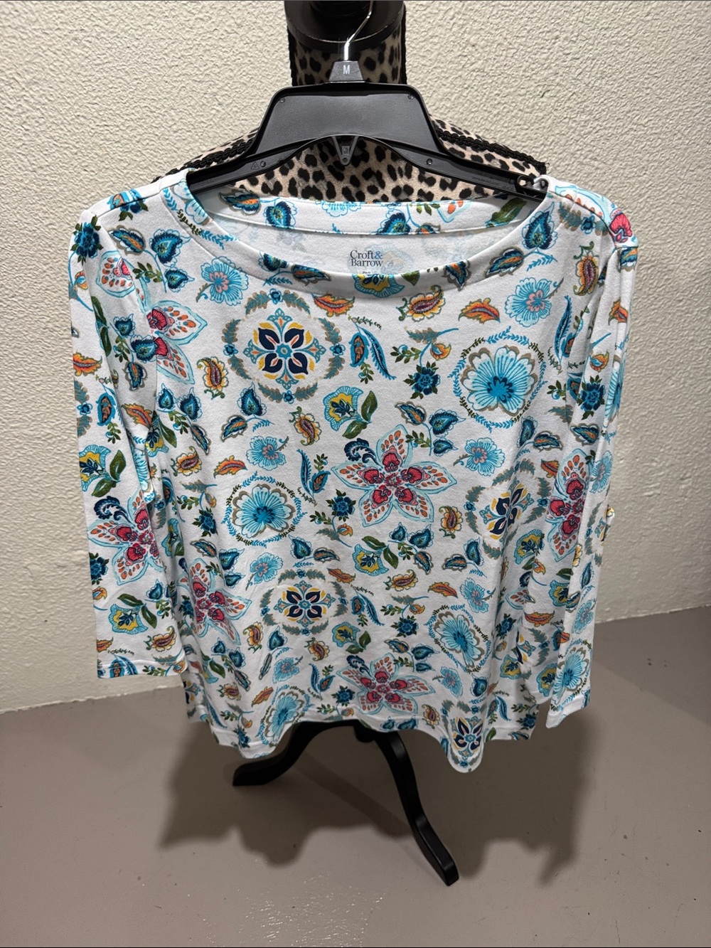 croft & barrow White Floral Paisley Long-Sleeve Tee